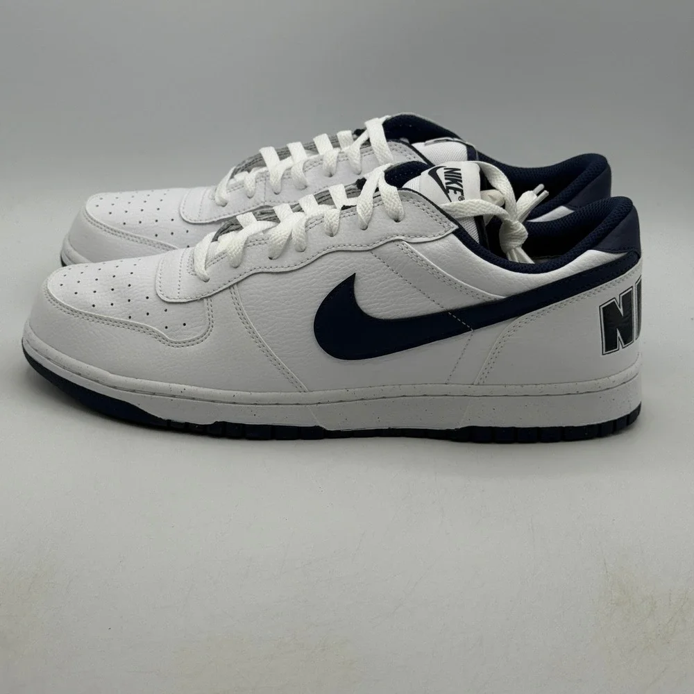 Nike Big Nike Low Shoes Mens Size 13 White Midnight Navy Basketball 355152-140